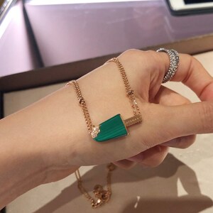 意大利正品代购bvlgari/宝格丽雪糕项链18k玫瑰金镶钻双链 锁骨链