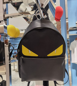 以舟代购fendi/芬迪新小怪兽眼睛黑色尼龙男女同款双肩包背包书包