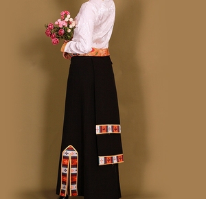 藏族锅庄舞围裙藏装裹裙女服装女半身西藏服藏式衬衣民族风藏服