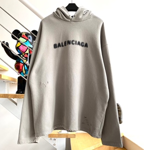 balenciaga/巴黎世家 22fw 喷墨 破洞 模糊字母 卫衣帽衫