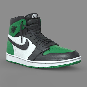 耐克乔丹aj1高帮黑绿色运动鞋cg模型 fbx blender c4d 3dmax文件