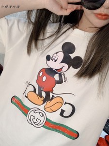 gucci/古驰22ss新款米老鼠米奇字母印花宽松情侣短袖上衣男女t恤