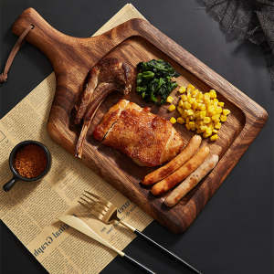 双厨人实木牛排餐盘木质披萨盘牛扒相思木板餐具木盘托盘西餐摆盘