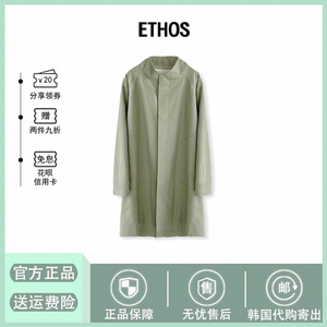 【现货】韩国ETHOS风衣休闲简约宽松廓形慵懒百何同款外套大衣女