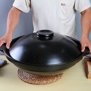 砂锅大容量特大号炖锅家用燃气大容量敞口沙锅汤煲大号黑色带盖的