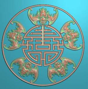 五蝠 五福 精雕图 祥云 蝙蝠 浮雕图 五蝠团寿 五蝠捧寿 灰度图