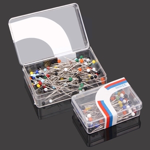 50枚100枚32MM装玻璃珠针DIY彩色定位针盒装黑色珠光针白色大头针