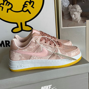 现货 空军一号玫瑰金粉丝绸陈冠希联名af1女鞋低帮休闲女款板鞋男