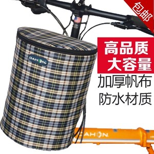 电动车挂物包置物袋前置放雨衣自行车篮子车筐带盖帆布防水菜蓝子
