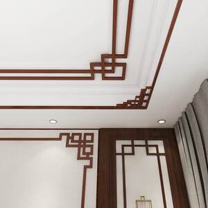 新中式吊顶角花装饰 l型平板线条实木镂空花格客厅天花顶角线走边