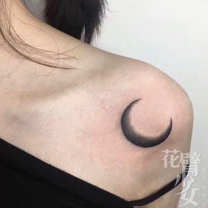 果计时陌tattoo 309暗黑黑色月亮月牙性感锁骨肩膀草本果汁纹身贴