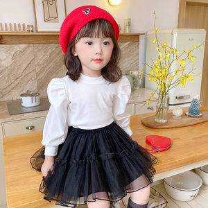 女童短裙春季儿童半身裙春秋蓬蓬裙黑色女孩裙子秋装宝宝tutu纱裙