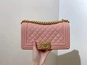 【99新】香奈儿chanel leboy中号金链荔枝皮单肩斜挎女包