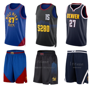 掘金队15号约基奇27号贾马尔穆雷球衣城市版篮球服套装短裤定制sw