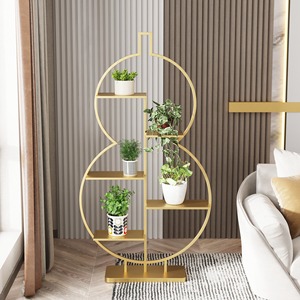 轻奢葫芦花架落地式架子室内客厅阳台置物架简约多肉绿萝花盆创意