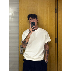 OXFREAK 24SS「14支棉平纹」重磅300克白色短袖T恤男宽松cleanfit