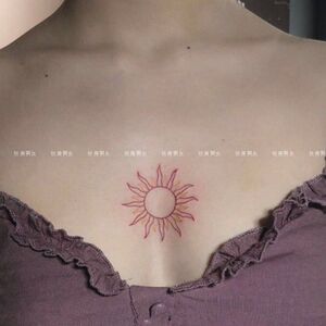 纹身贴防水持久男女个性潮彩色胸口太阳性感高级感遮疤痕仿真刺青