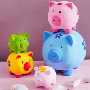 猪猪存钱罐小猪摆件陶瓷石膏画涂色娃娃白胚儿童手工diy彩绘益智
