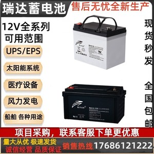 瑞达蓄电池消防主机UPS/EPS12V12/24/38/65AH直流屏安防通信医疗