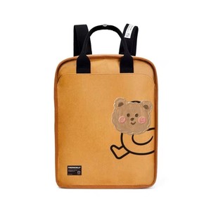 finebworld可水洗牛皮纸书包双肩包方形背包潮流国潮情侣复古男女