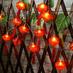 太阳能灯笼彩灯红灯笼彩灯串婚庆节日国庆元旦过年户外庭院装饰灯