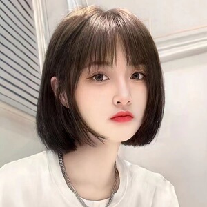 假发女短发自然波波头发型仿真短直发假发套初恋网红圆脸全头套式