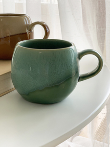 玻璃圆趣圆形透明泡花茶办公家用咖啡凉水杯大肚杯子包邮5人付款16