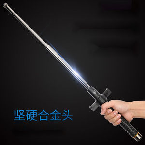野人谷甩棍战术伸缩棍【挡护实心】电镀淬火加硬防身甩棒铁棒车载