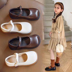 女童小皮鞋子配裙子洋气3-6-12岁软皮黑色时尚公主鞋演出跳舞单鞋