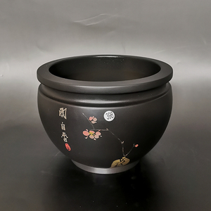 云南建水紫陶崇文同创中国四大名陶全手工不二陶彩填小风水缸