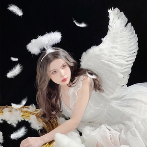 天使翅膀羽毛儿童成人白色摄影婚纱礼物公主走秀道具恶魔时尚装扮