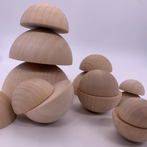 半圆木球体木块 实木荷木球儿童手工diy半圆体半球体木质彩绘教具
