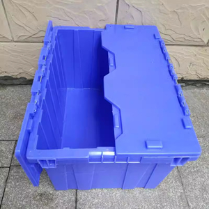 厂家批发斜插式周转箱塑料加厚翻盖物流箱食品工厂运输周转塑胶箱