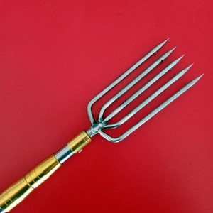新款5齿鱼网排叉鱼叉叉头老式鱼叉snigger平叉鱼叉伸缩杆五齿叉