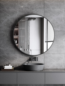 科勒智能简约圆形浴室镜子拉丝铝合金边框装饰镜梳妆台圆镜卫生间