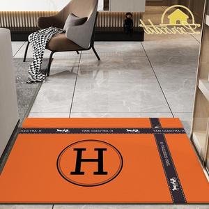 爱马仕欧式轻奢进门地垫入户门垫pvc皮革防滑脚垫大门口地毯免洗