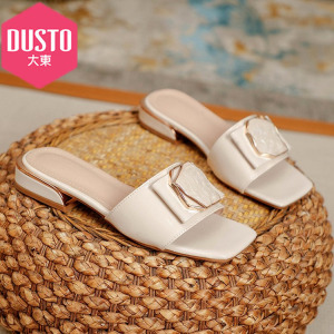 大东凉拖鞋女夏外穿2022新款一字拖气质网红法式拖鞋女粗跟高级感