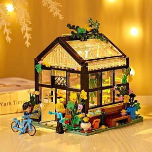 积木街景城市花店宠物书店乐高女孩系列益智拼图房子民宿帐篷