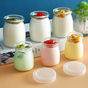 酸奶杯分装带盖玻璃家用自制保存装布丁的瓶子耐高温便携外带容器