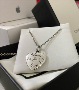 22新款代购gucci古奇古驰项链纯银情侣爱心型bing for love爱无畏