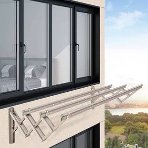 红杏815阳台折叠晾衣架户外伸缩晒衣架家用推拉窗外室外凉衣杆