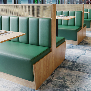 定制实木主题茶楼餐厅靠墙高靠背屏风卡座沙发面馆火锅烧烤烤肉店