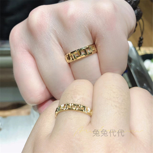 oimg代购 tiffany/蒂芙尼 t系列true镂空18k金戒指男女情侣款对戒