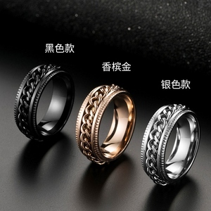 戒指开瓶器网红潮男个性可转动链条戒指男女同款戒指环开啤酒瓶盖