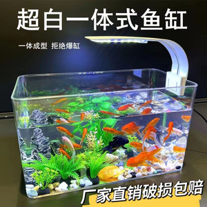 2023新款鱼缸小型客厅长方形六角恐龙专用缸玻璃金鱼热弯超白裸缸