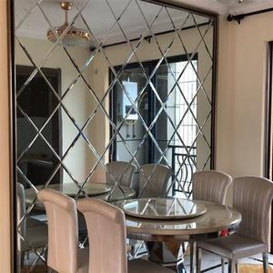 艺术玻璃拼镜背景墙边框造型装饰框茶镜菱形客厅电视餐厅镜面定制