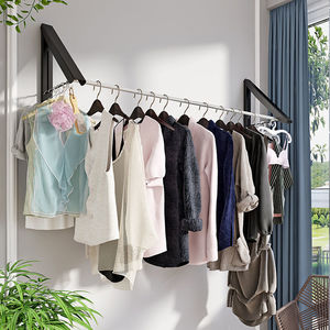 晾衣架支撑底座免打孔隐形太空铝折叠墙壁挂式浴室阳台收缩挂衣服