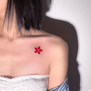 小红花纹身贴 男女小清新防水持久蝴蝶结手绘逼真小图案可爱ins风