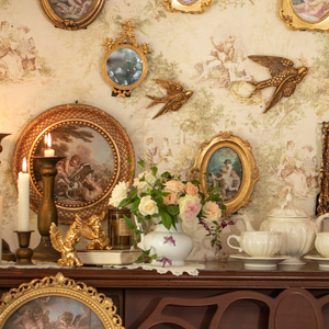 法式风格墙布人物复古森林背景墙同款无缝壁布美式乡村复古墙纸画