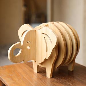 竹木立体动物餐垫收纳桌面摆件锅垫子杯垫大象创意隔热桌垫防烫垫